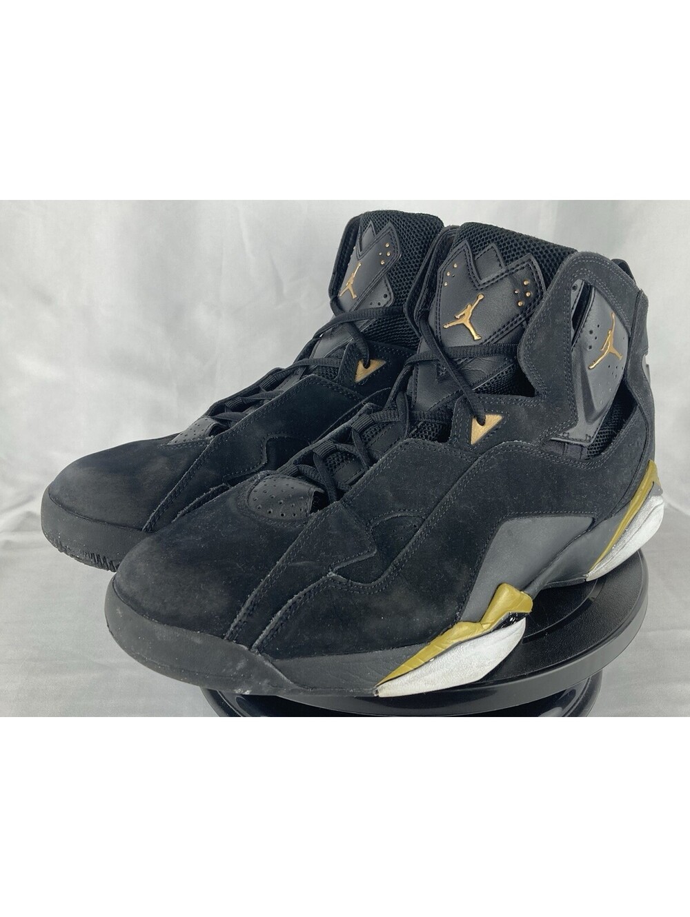 Mens Size 13 Nike Air Jordan True Flight Black Metallic Gold Sneakers 342964-072